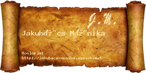 Jakubács Mónika névjegykártya
